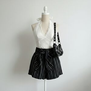 Ardene Black and White Pin Striped Women Shorts